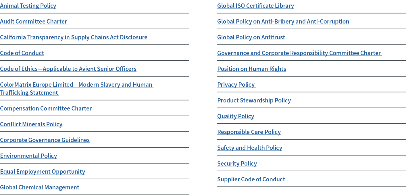 Animal Testing Policy Audit Committee Charter California Transparency in Supply Chains Act Disclosure Code of Conduct...